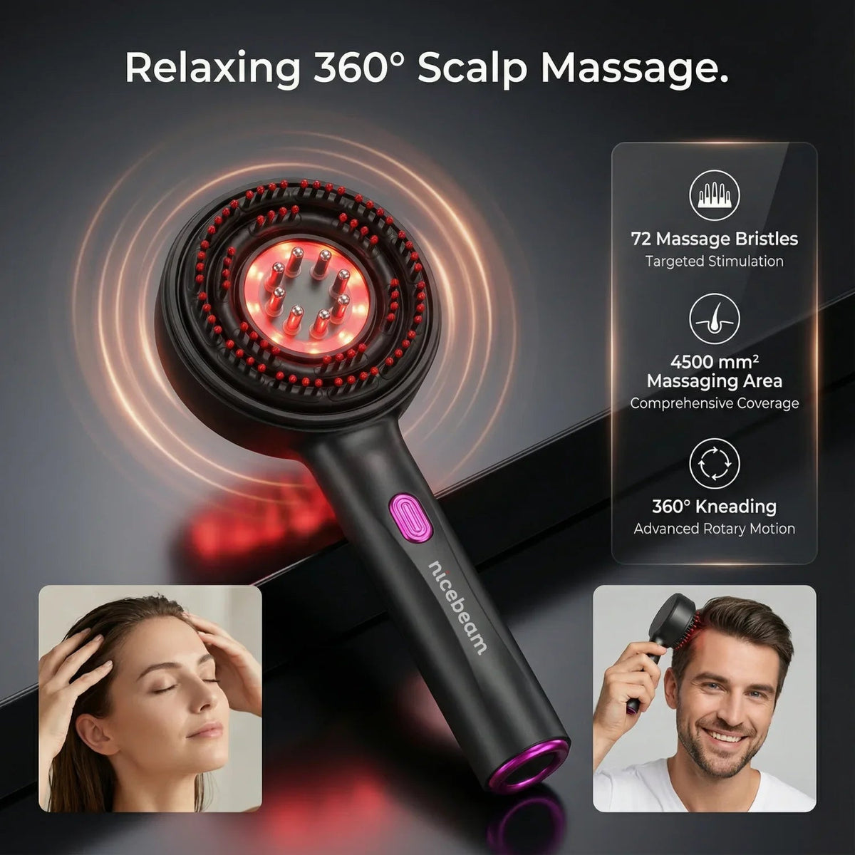 3-in-1 Scalp Massager with Red Light Therapy for Scalp Health