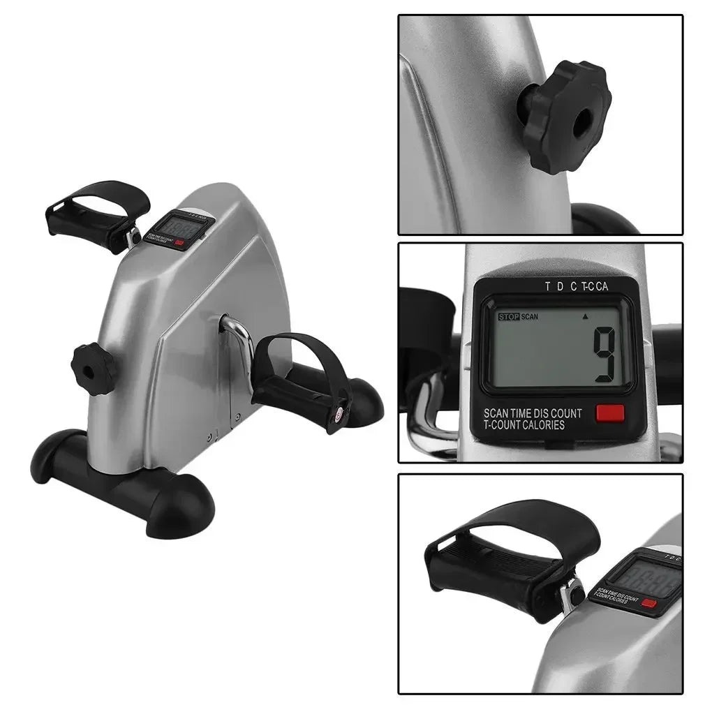 Mini Exercise Bike, Himaly under Desk Bike Pedal Exerciser Portable Foot Cycle Arm & Leg Peddler Machine with LCD Screen Displays