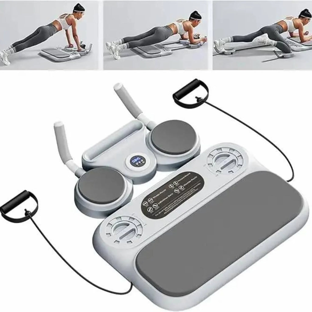Multifunctional 6-In-1 Push-Up Board & Ab Roller System ‚Äì Smart Digital Timer, Adjustable Resistance Bands, Anti-Slip Plank Core Trainer for Full Body Home Fitness Workout